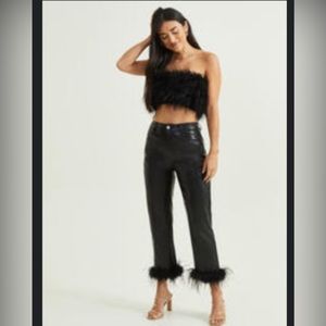 Altar’d State Alex feather trim leather pants